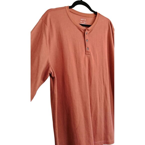 Apt. 9 Mens Size XXL Shirt Rust Henley Long Sleeve Premier Flex Modern Casual - Picture 4 of 8